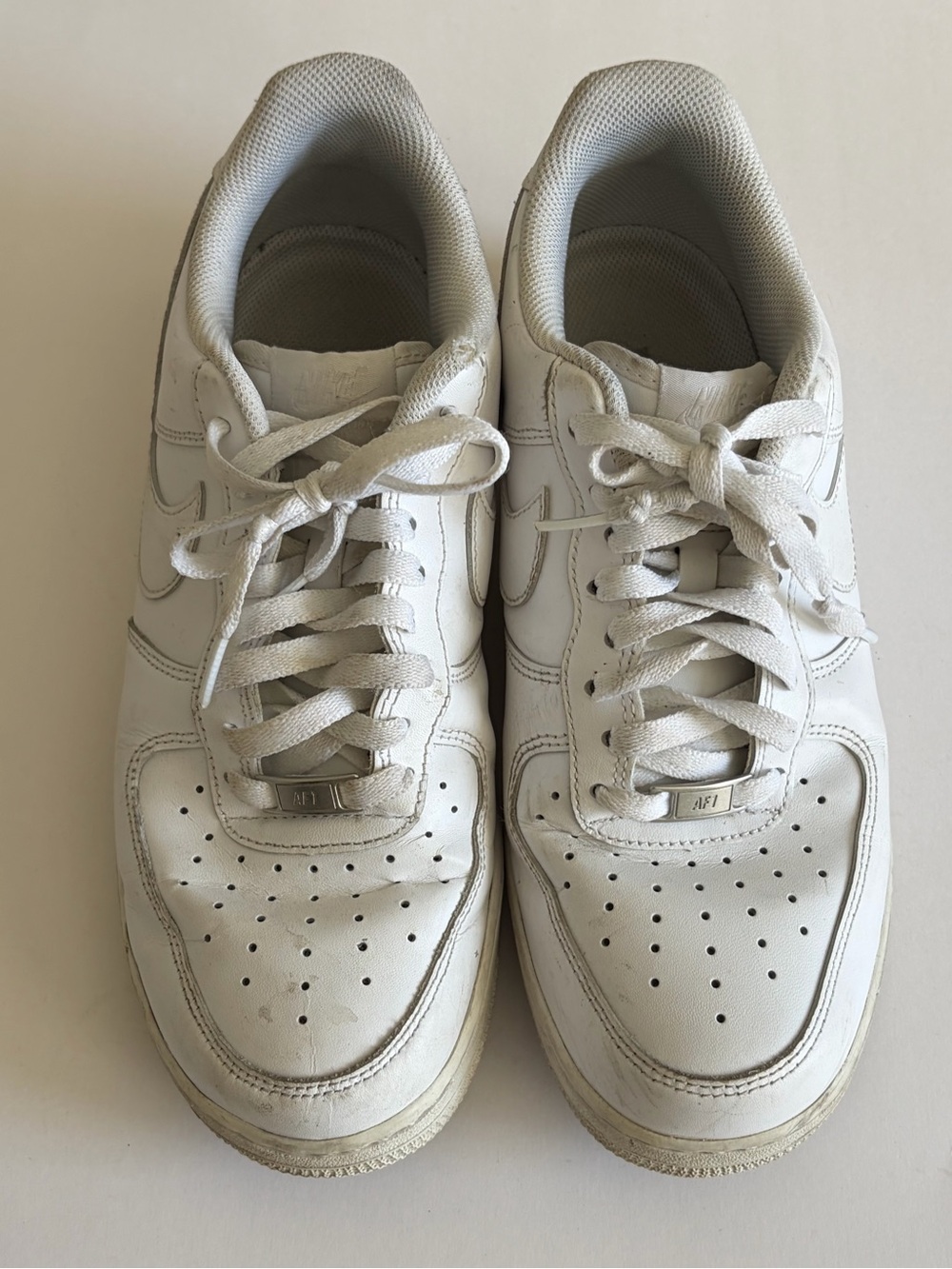 Nike White Air Force1 Low-Top Leather Sneakers 9.5